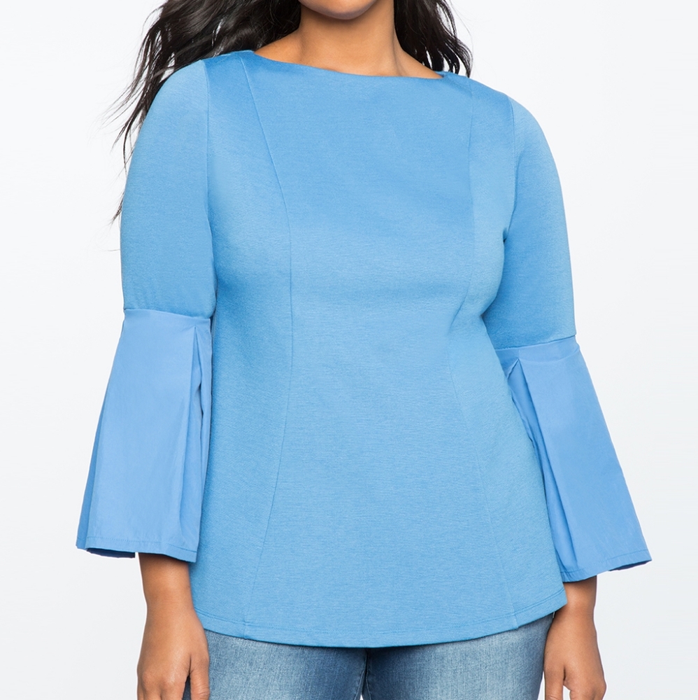 NWT Eloquii Pleated Sleeve Top